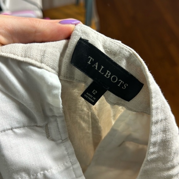 Talbots 100% Linen Tan Straight Leg Pants Trousers Size 12 - Picture 5 of 11